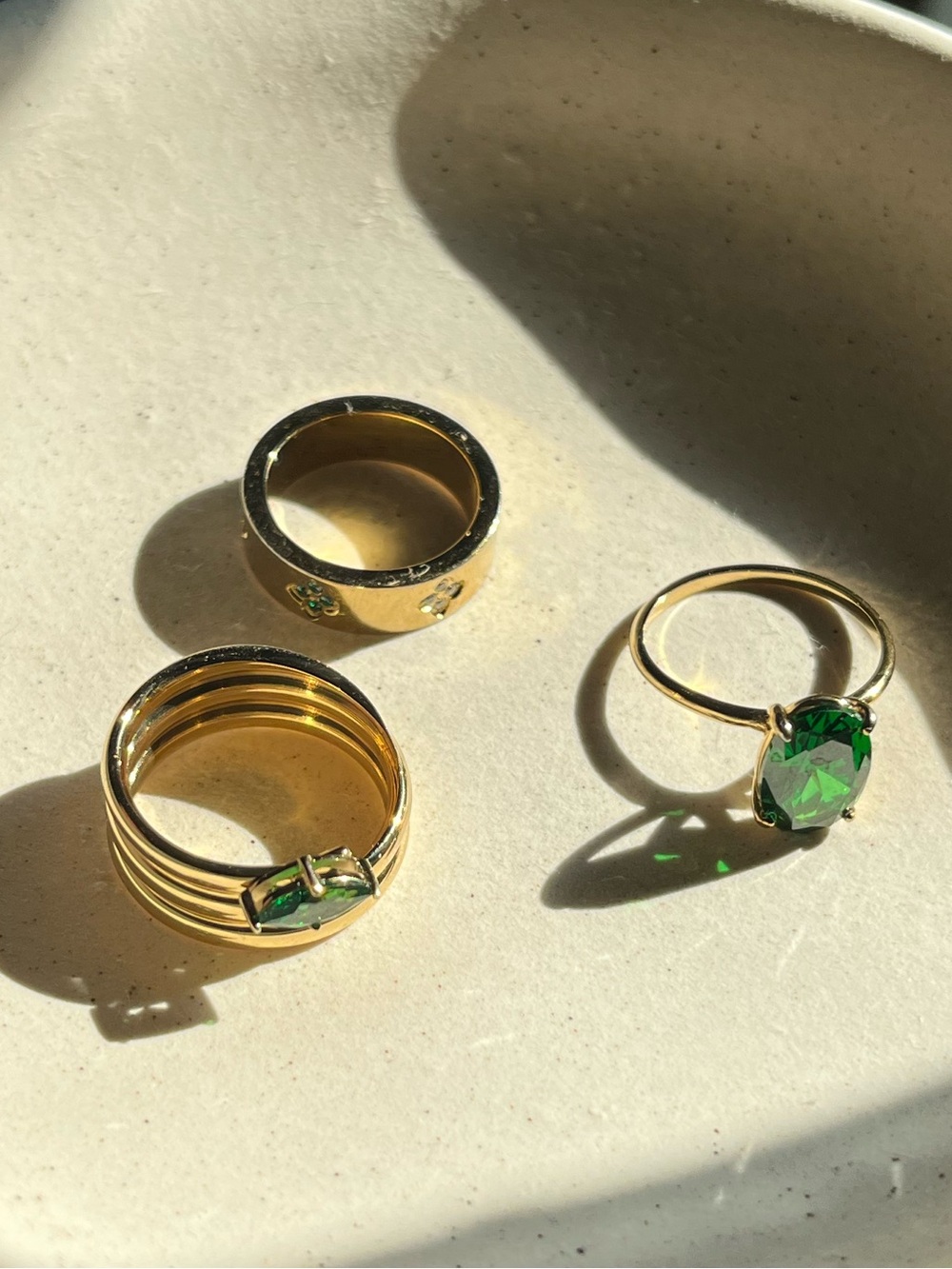 indigo lune gold plated/emerald ring bundle - Picture 2 of 12